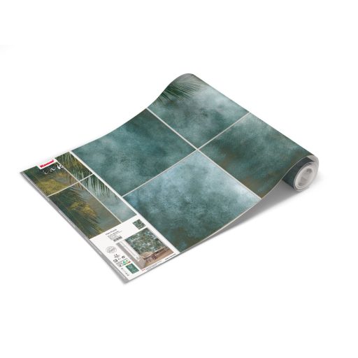 Kirakós ahogy eddig még nem láttuk - pálmákból és levelekből zöld barna kék fehér és aranysárga tónusok falpanel/digitális nyomat