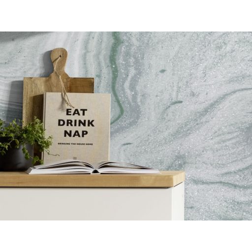 A folyamatos mennyiségi változás egy megragadott pillanata zöld szürke és fehér tónusok falpanel/digitális nyomat