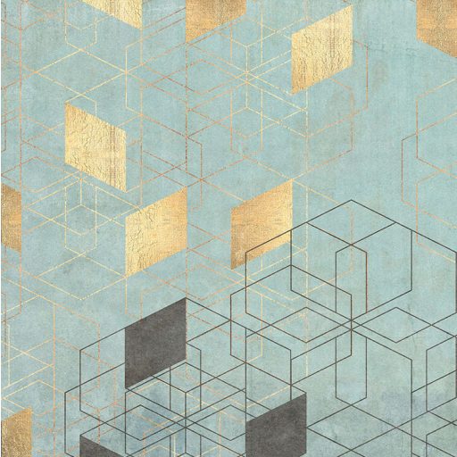 A belsőépítészet időtlen klasszikusa - térbeli kompozíció aranylemezekkel zöld fekete és arany tónusok falpanel/digitális nyomat