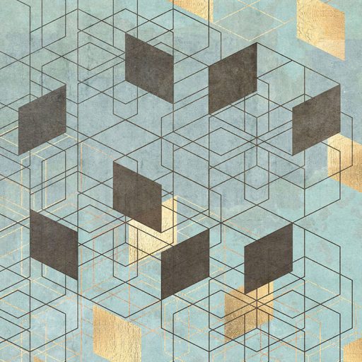 A belsőépítészet időtlen klasszikusa - térbeli kompozíció aranylemezekkel zöld fekete és arany tónusok falpanel/digitális nyomat