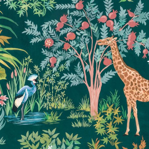 Zsiráf zebra & Co. - Itt jönnek a dzsungel/szavanna legizgalmasabb lakói zöld barna és sokszínű falpanel/digitális nyomat