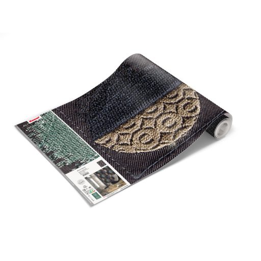 "Keleti Hold" gazdag szőtt hímzett művészi megjelenítés fekete kék türkiz és szürkésbarna tónusok falpanel/digitális nyomat