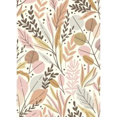   Változatos szines ágak és levelek keveréke fehér rózsaszín barna és szürke tónusok falpanel/digitális nyomat