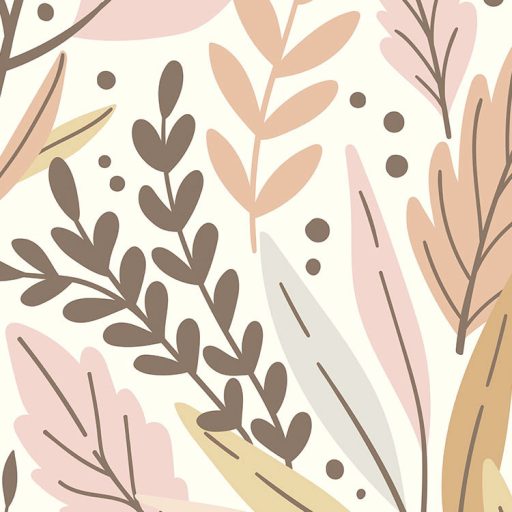 Változatos szines ágak és levelek keveréke fehér rózsaszín barna és szürke tónusok falpanel/digitális nyomat