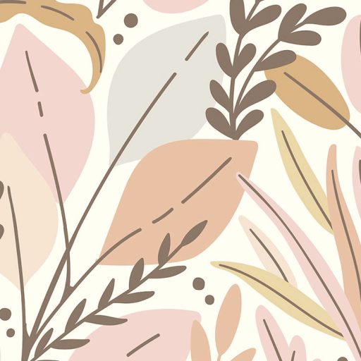 Változatos szines ágak és levelek keveréke fehér rózsaszín barna és szürke tónusok falpanel/digitális nyomat