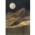 Egyedülálló éjszakai hangulat - Hegycsúcs holdfényben fekete bézs barna szürkészöld és holdfényfehér tónusok falpanel/digitális nyomat