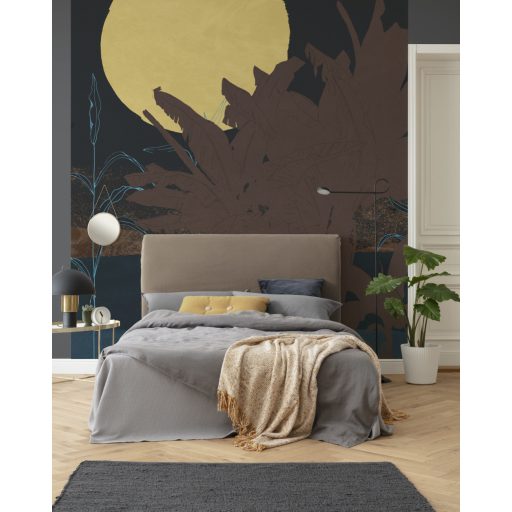 Hétköznapi csillagászat nem mindennapi látvány - Szuperhold fekete barna kék és sárga tónusok falpanel/digitális nyomat