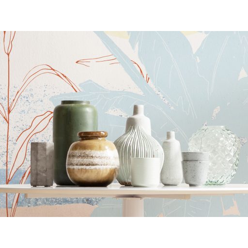 Miami fényei és színei banánlevelek motívummal bézs kék sárga rózsaszín és vörös tónusok falpanel/digitális nyomat