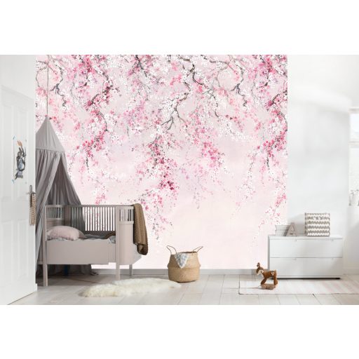 Az egyik legszebb jelenség a természetben - Cseresznyevirágzás rózsaszín pink fehér és fekete tónusok falpanel/digitális nyomat