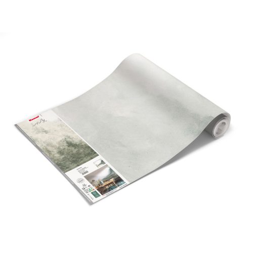 Utazási élmények misztikus megjelenítésben - Hegyi tó fényben és felhőben fehér zöld szürke és szürkéskék tónusok falpanel/digitális nyomat