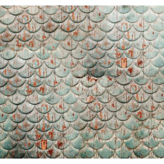   Elegáns antik design halpikkelyes megjelenés zöld szürke vörös fekete és törtfehér tónusok falpanel/digitális nyomat