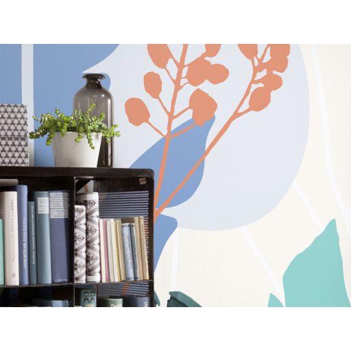 Változatos formájú és színű trópusi levelek fehér bézs zöld türkiz kék és korall tónusok falpanel/digitális nyomat