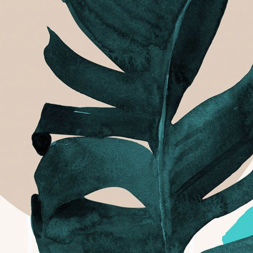 Változatos formájú és színű trópusi levelek fehér bézs zöld türkiz kék és korall tónusok falpanel/digitális nyomat