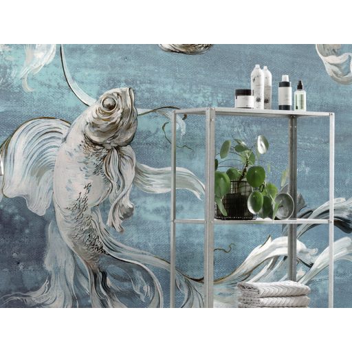 A víz alatti világ lenyűgöző álomszerű áramlása vízkék türkiz kék szürke és fekete tónusok falpanel/digitális nyomat