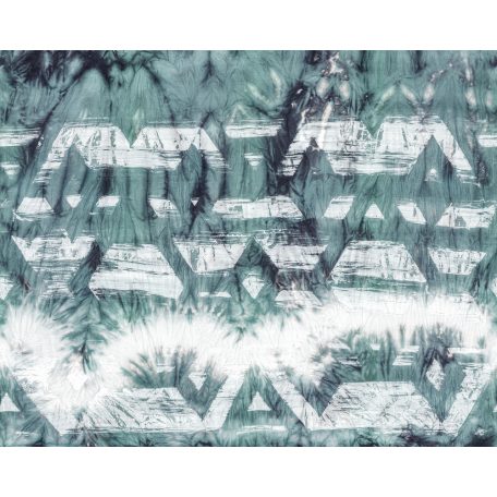 Törzsi ihletésű vázlatos grafikai ábrázolás fehér zöld és sötétkék tónusok falpanel/digitális nyomat