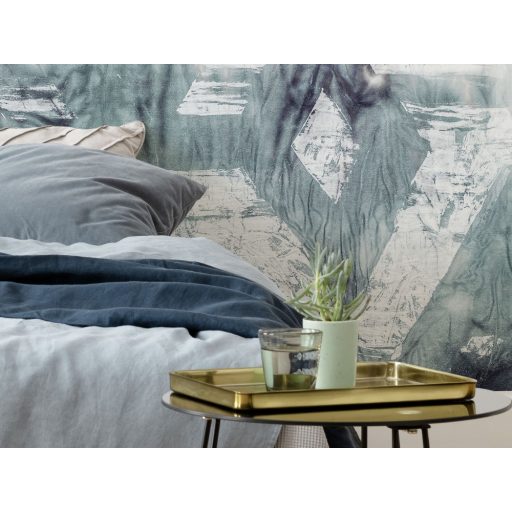 Törzsi ihletésű vázlatos grafikai ábrázolás fehér zöld és sötétkék tónusok falpanel/digitális nyomat