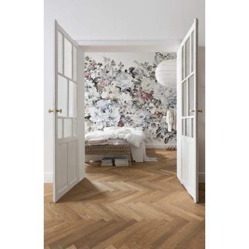 Fantasztikus "virágcsokor" pasztell színekben fehér kék zöld mályva bézs és sötétszürke tónusok falpanel/digitális nyomat