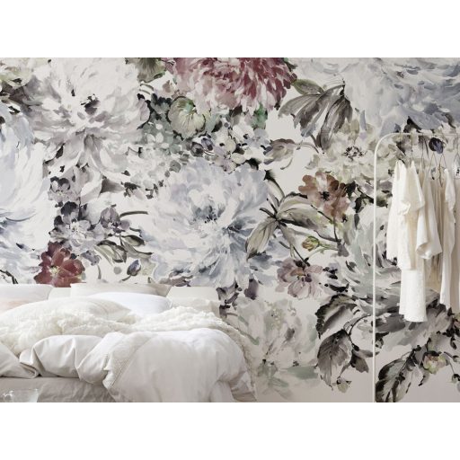 Fantasztikus "virágcsokor" pasztell színekben fehér kék zöld mályva bézs és sötétszürke tónusok falpanel/digitális nyomat