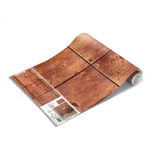 Négyzetekre tagolt meleg színvilágú koptatott faburkolat vörös vörösesbarna sárgásbézs lila és barna tónusok falpanel/digitális nyomat