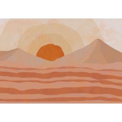   Pompás természeti kép - Narancssárga napkorong a sivatag dűnéi között bézs barna és vörösesbarna tónusok falpanel/digitális nyomat