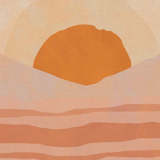 Pompás természeti kép - Narancssárga napkorong a sivatag dűnéi között bézs barna és vörösesbarna tónusok falpanel/digitális nyomat