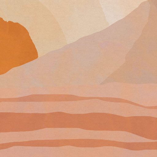 Pompás természeti kép - Narancssárga napkorong a sivatag dűnéi között bézs barna és vörösesbarna tónusok falpanel/digitális nyomat