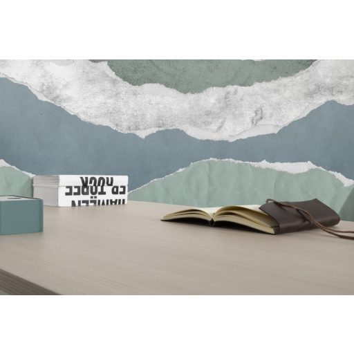 Hegység hegyvonulat absztrakt megjelenítése fehér világosszürke kék és zöld tónusok falpanel/digitális nyomat