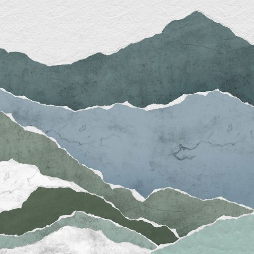 Hegység hegyvonulat absztrakt megjelenítése fehér világosszürke kék és zöld tónusok falpanel/digitális nyomat