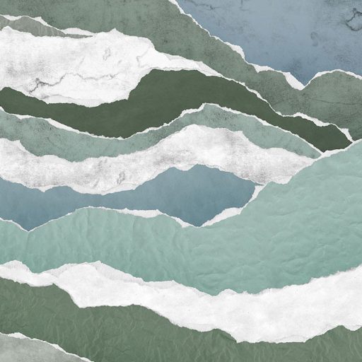 Hegység hegyvonulat absztrakt megjelenítése fehér világosszürke kék és zöld tónusok falpanel/digitális nyomat