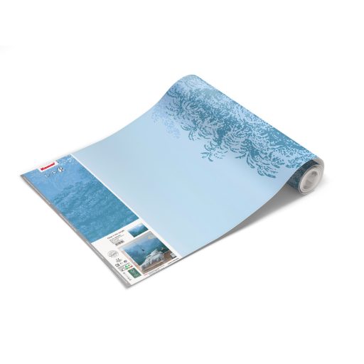 Titokzatos éjszakai dzsungel napkorong felé szálló madarakkal világoskék zöld kék és sárga tónusok falpanel/digitális nyomat