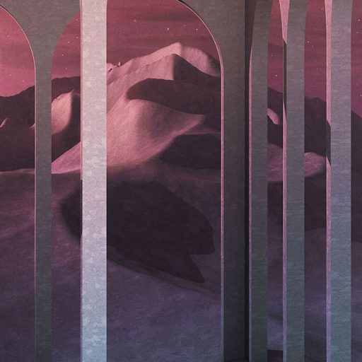 Holdfényben fürdőző orientális stílusú panorámakép vörös lila sárga mályva és szürkéskék tónusok falpanel/digitális nyomat