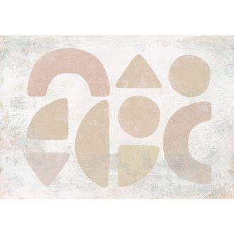   Absztrakt geometrikus formák különleges olajfestésű alapon krém szürke zöldeskék barna és bézs tónusok falpanel/digitális nyomat