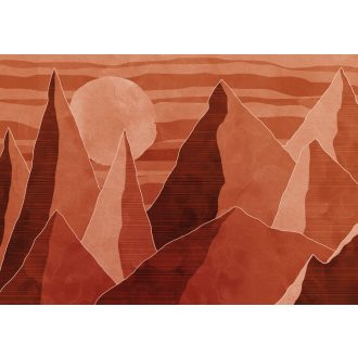   Sivatagi varázslat - Fenséges honokdűnék zord sziklákkal naplementében vörös narancs és vörösessbarna falpanel/digitális nyomat