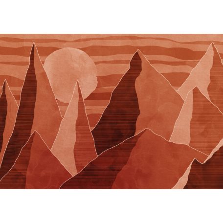Sivatagi varázslat - Fenséges honokdűnék zord sziklákkal naplementében vörös narancs és vörösessbarna falpanel/digitális nyomat