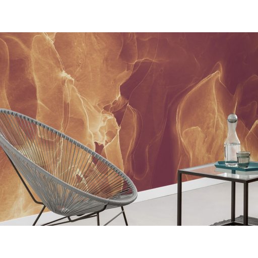 Fény Melegség Érzékiség - Hömpölygő nonfiguratív grafikus motívum vörös vörösesbarna és sárga falpanel/digitális nyomat