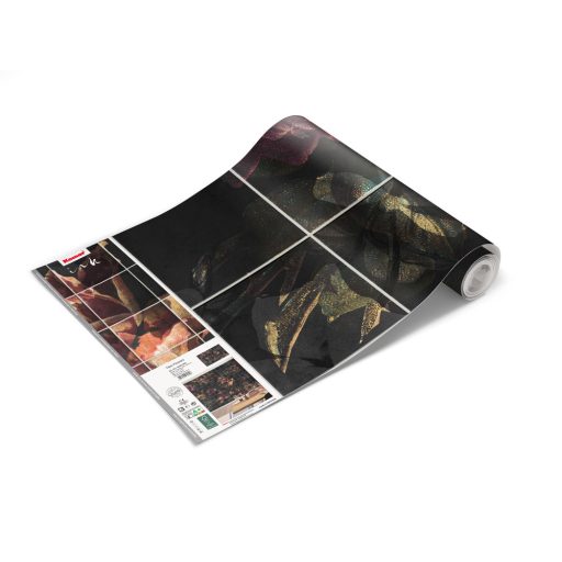 Varázslatos virág megjelenítés csempe háttéren fekete zöld lila sokszínű tónus falpanel/digitális nyomat