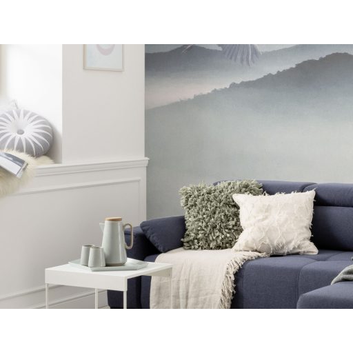 Északról a téli szállásra vonuló darvak megkapó látványa szürke bézs zöldeskék fekete és rózsaszín tónusok falpanel/digitális nyomat