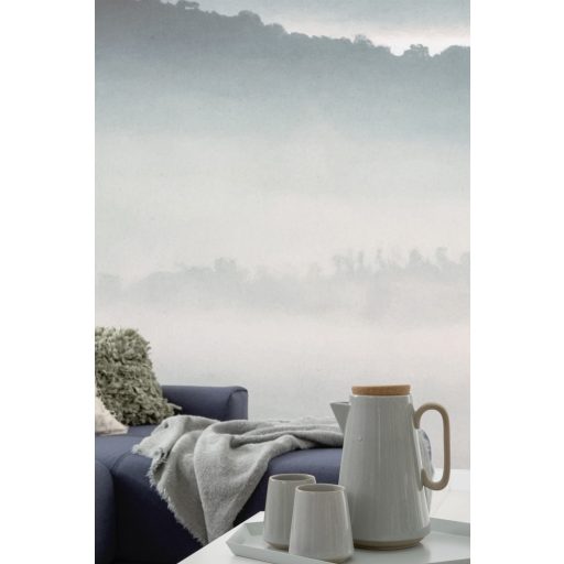 Északról a téli szállásra vonuló darvak megkapó látványa szürke bézs zöldeskék fekete és rózsaszín tónusok falpanel/digitális nyomat