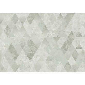   Játékos könnyedségű nagyformátumú rombuszminta beton háttéren zöld szürkészöld és szürkésfehér tónusok falpanel/digitális nyomat