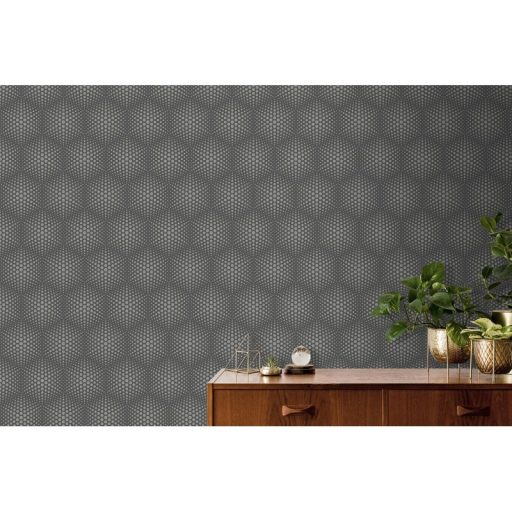 Ugepa Galactik J50609 Geometrikus 3D "Vasarely" minta szürke ezüst antracit tapéta