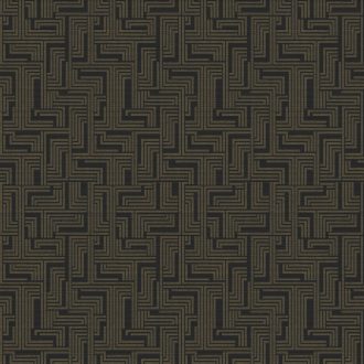   Elegáns és fényűző Art deco ihletésű geometrikus minta mélyfekete és bronz tónus fénylő mintarajzolat tapéta