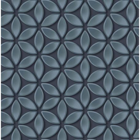 Ugepa Hexagone L52501 grafikus 3D díszítőminta virágszirmok kék fekete ezüst tapéta