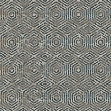 Ugepa Hexagone L60601  geometrikus 3D koncentrikus hatszögek bézs fekete ezüst szürke tapéta