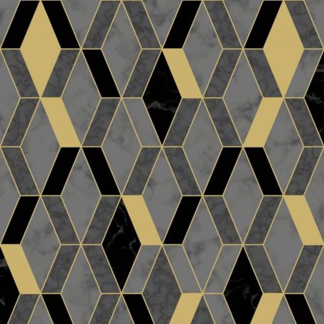 Ugepa Hexagone L63809 3D rombuszok márvány szürke arany fekete tapéta