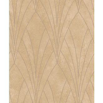   Art Deco stílusú grafikus designminta sárga és bézsarany tónus fémes hatású mintarajzolat tapéta