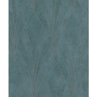   Art Deco stílusú grafikus designminta zöld és bézsarany tónus fémes hatású mintarajzolat tapéta