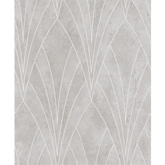   Art Deco stílusú grafikus designminta világosszürke szürke és ezüst tónus fémes hatású mintarajzolat tapéta