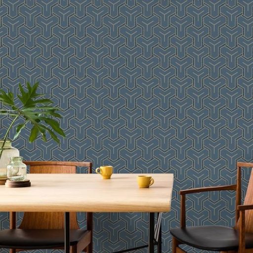 Ugepa ONYX M26201 Geometrikus Grafikus Absztrakt minta kék barna fekete tapéta