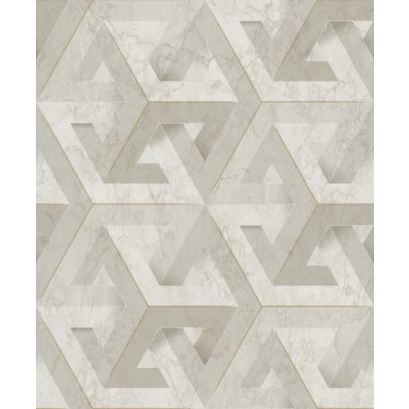 Ugepa ONYX M34707 Geometrikus Grafikus márvány alapmintán változatos háromszögek krémszürke bézs szürkésbézs arany tapéta