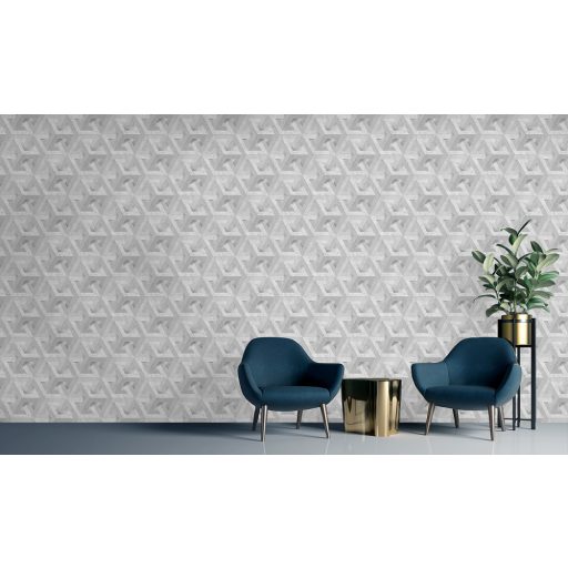 Ugepa ONYX M34719 Geometrikus Grafikus márvány alapmintán változatos háromszöge szürke árnyalatok ezüst tapéta